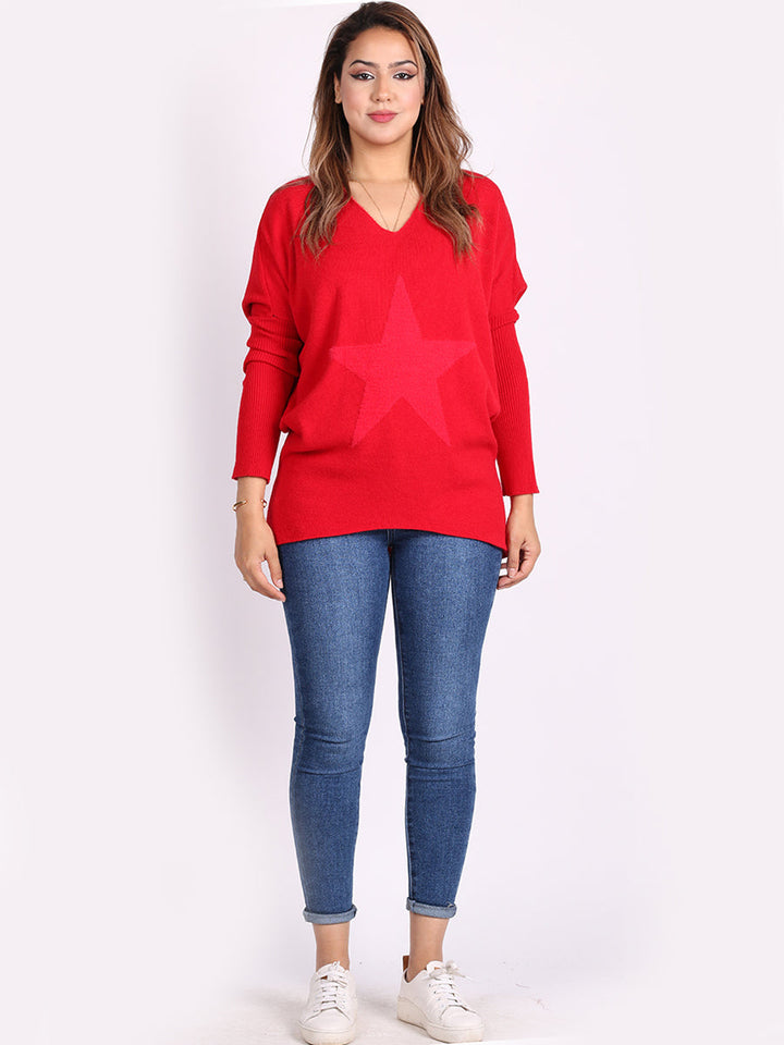 Frontside Star Lagenlook Jumper Red