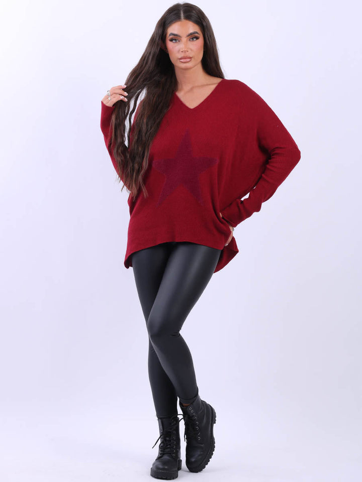 Frontside Star Lagenlook Jumper Wine