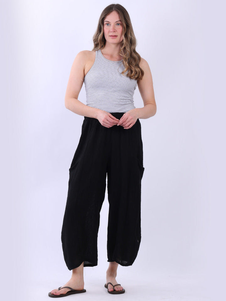 Vintage Wash Linen Trouser Black