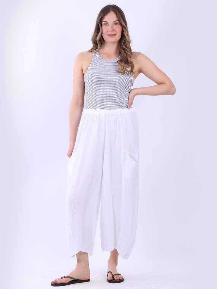 Vintage Wash Linen Trouser White