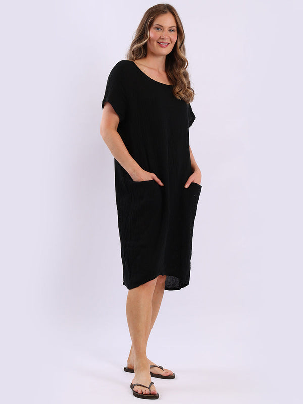 Vintage Wash Midi Dress Black