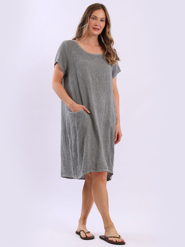 Vintage Wash Midi Dress Charcoal