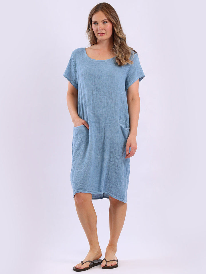 Vintage Wash Midi Dress Denim