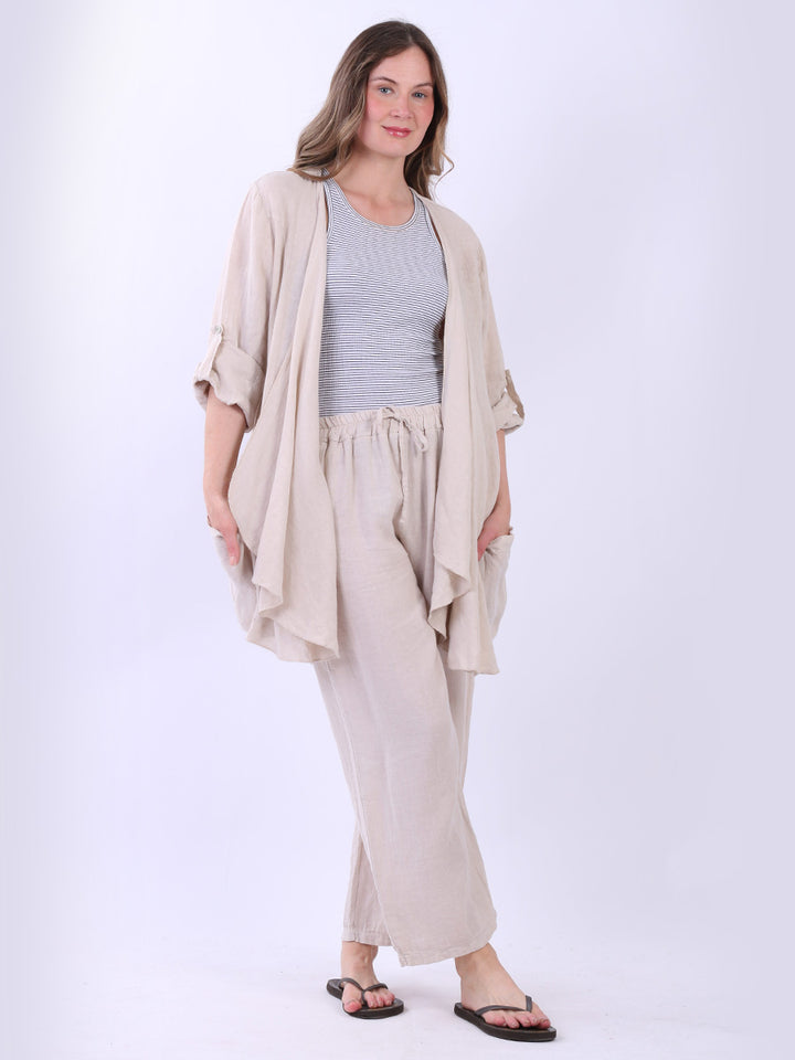 Italian Linen Cardigan Beige