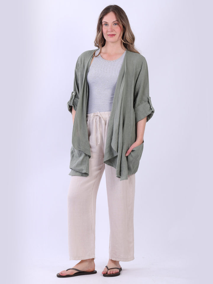 Italian Linen Cardigan Khaki