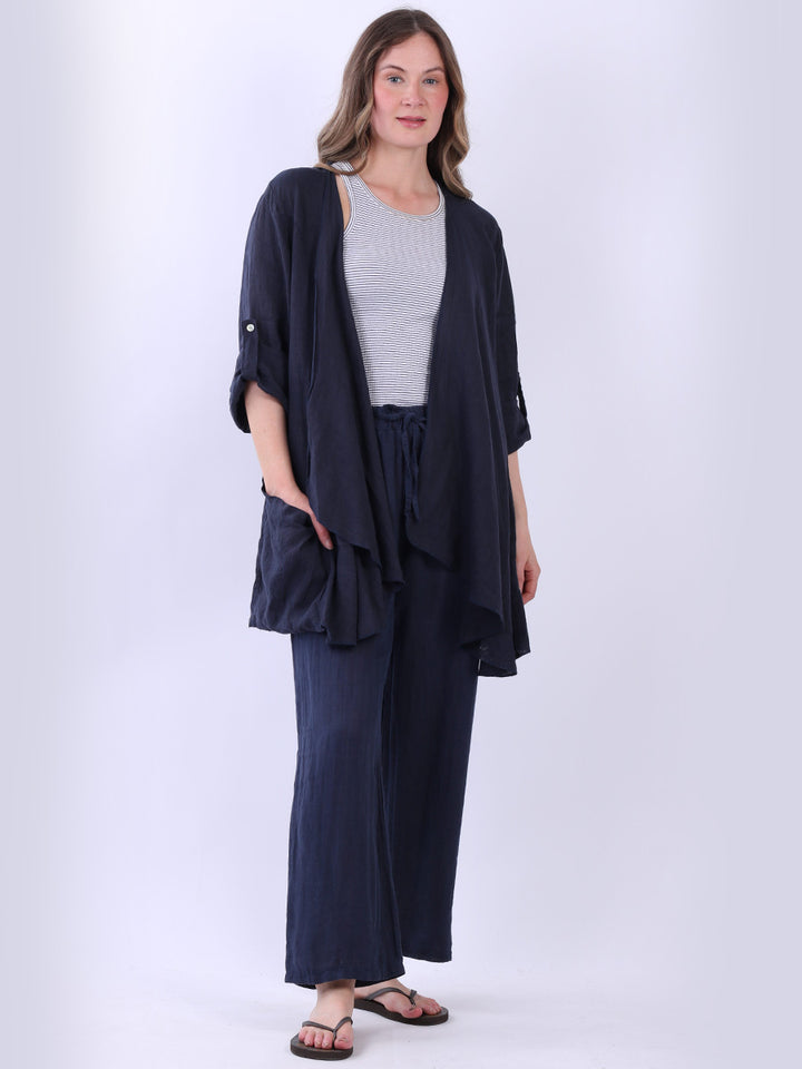 Italian Linen Cardigan Navy