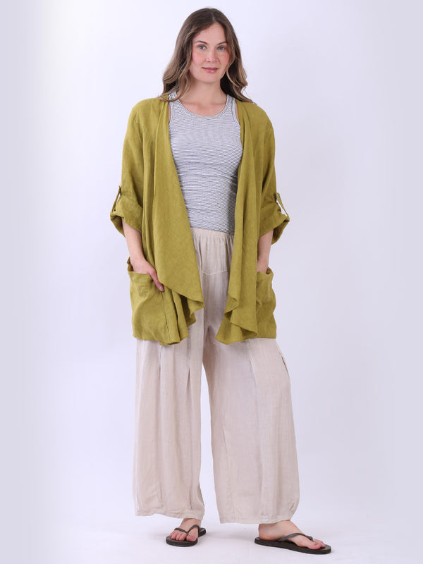 Italian Linen Cardigan Olive