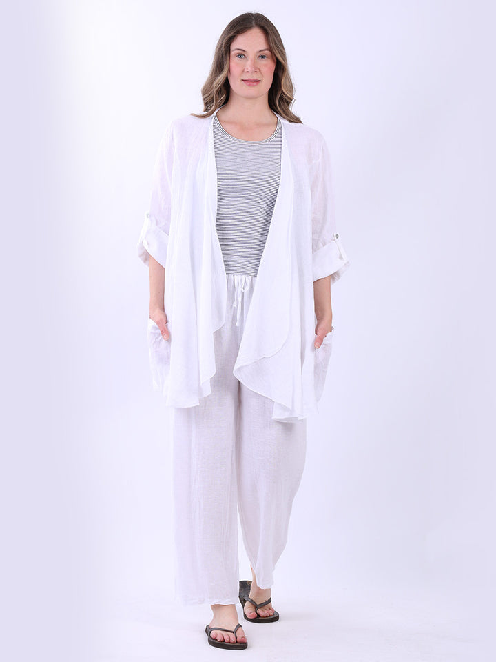 Italian Linen Cardigan White