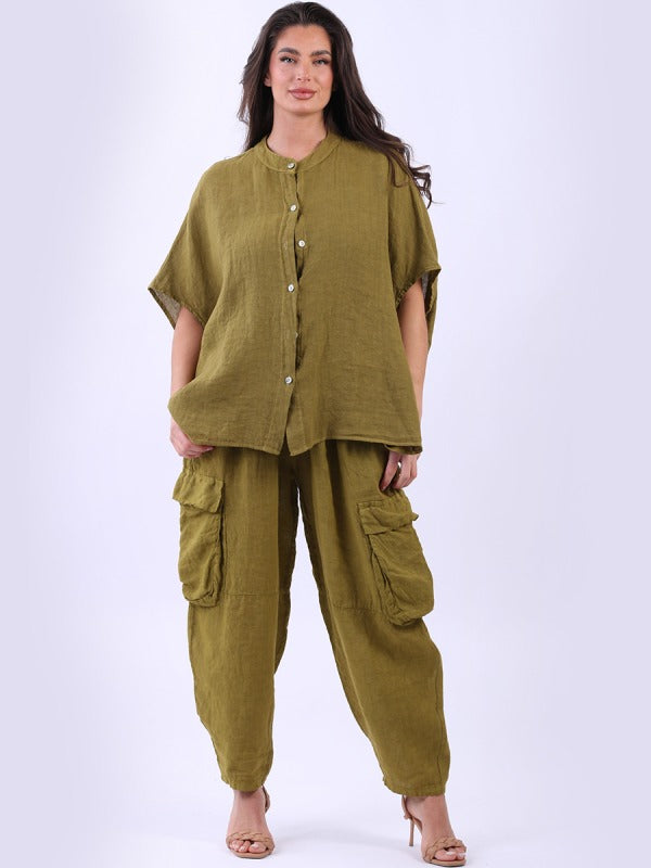 Linen Baggy Top Olive