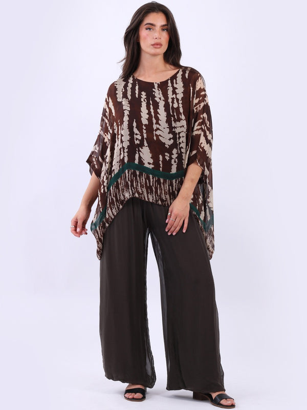 Leopard Silk Tunic Top Chocolate