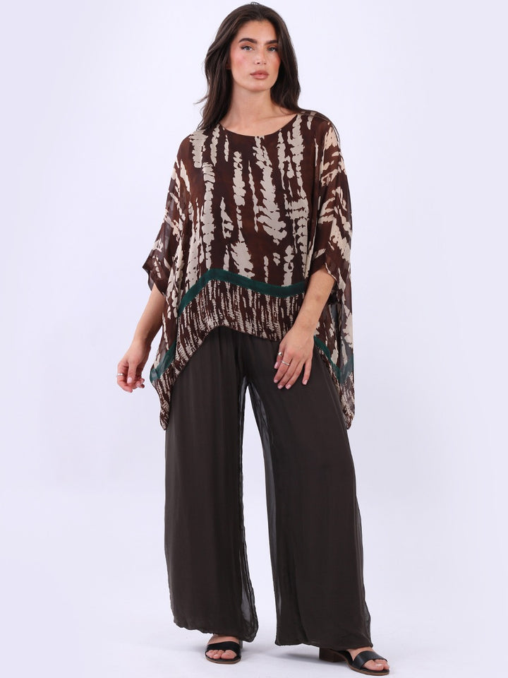 Leopard Silk Tunic Top Chocolate