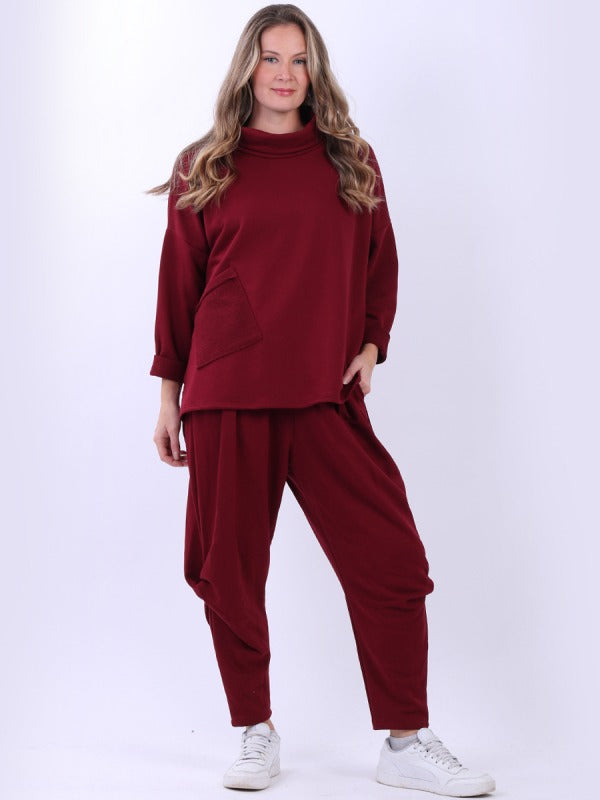 Cotton Baggy Woolen Top Wine