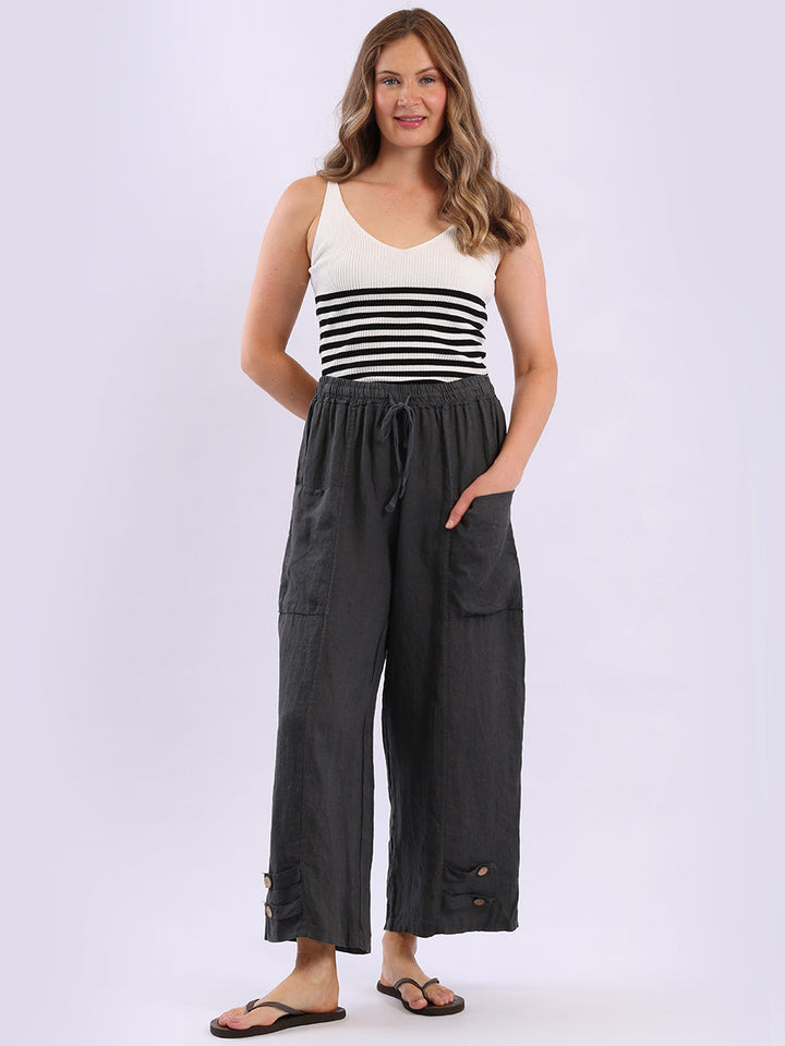 Wide Leg Linen Trouser Charcoal