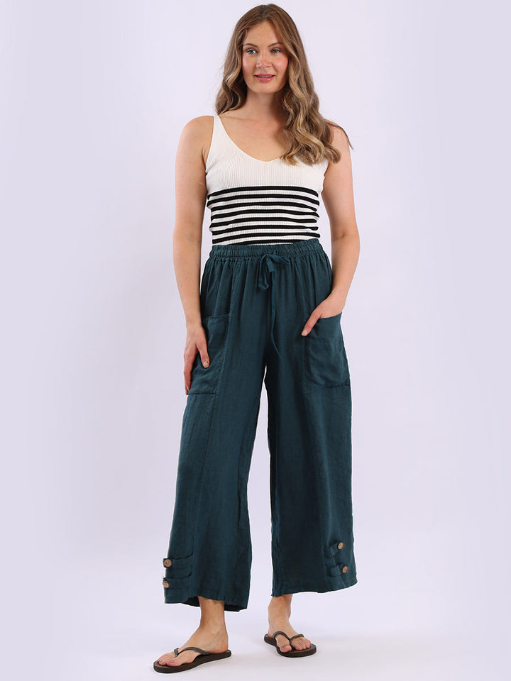 Wide Leg Linen Trouser Teal