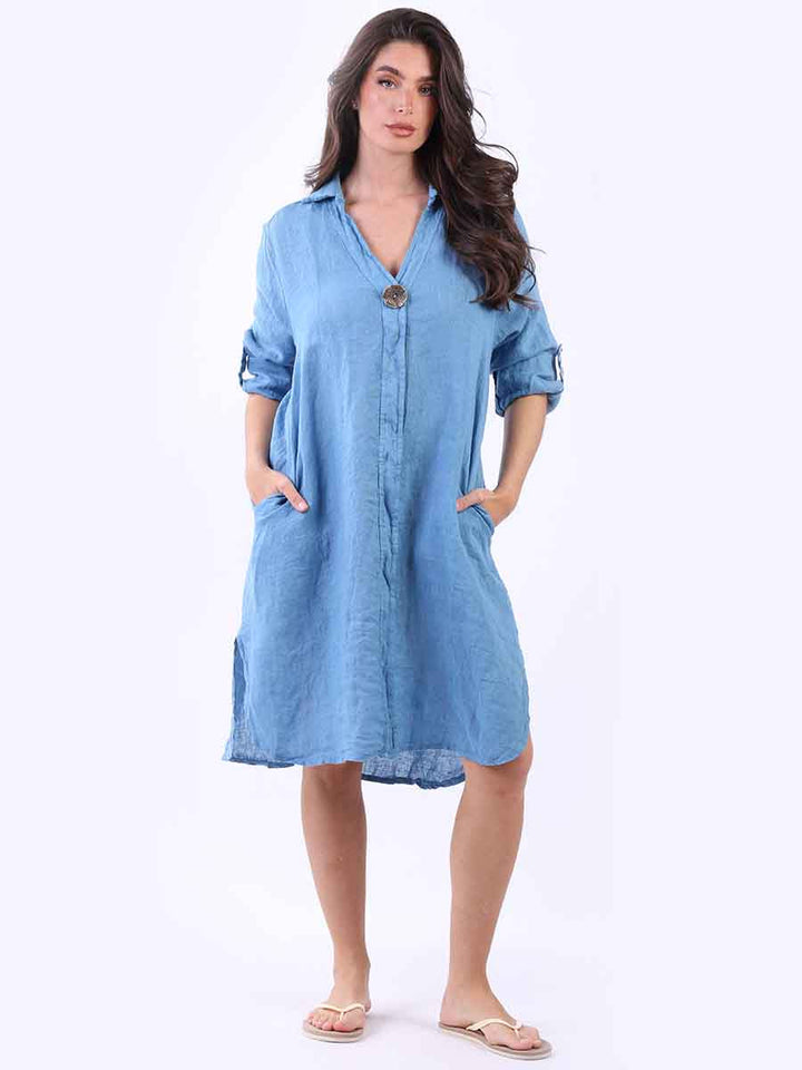 Women Linen Dress Denim