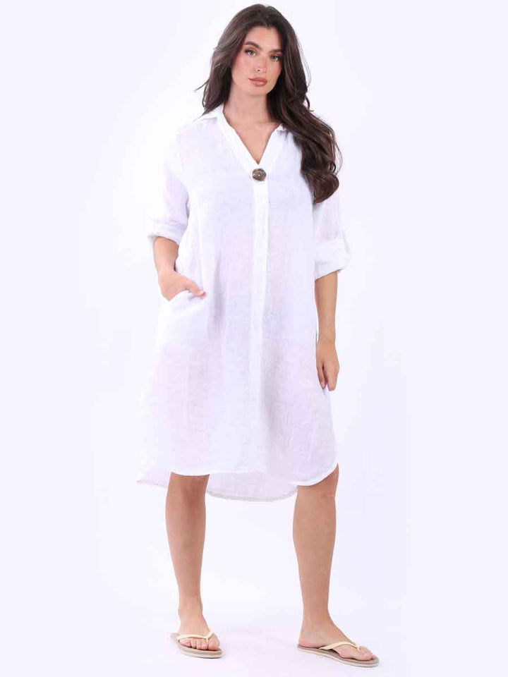 Women Linen Dress White