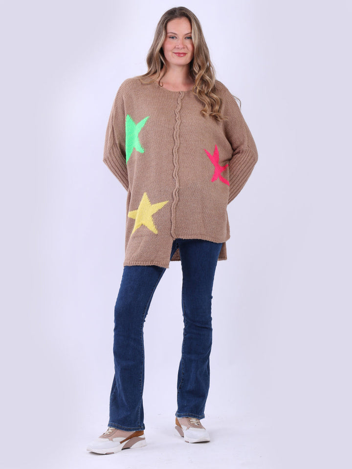 Oversized Knitted Wool Jumper-Camel