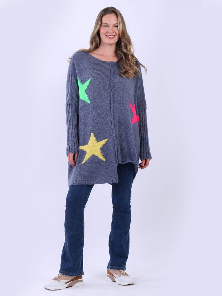 Oversized Knitted Wool Jumper-Denim