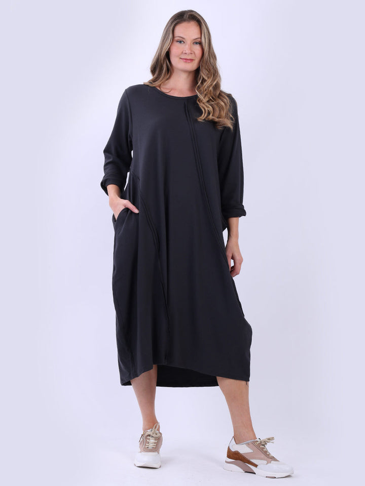 Women Oversized Cotton Dress Charcoal