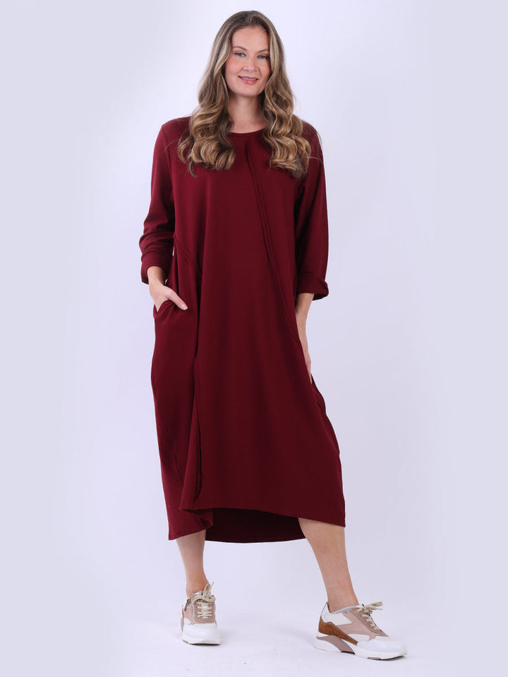 Women Oversized Cotton Dress Wine