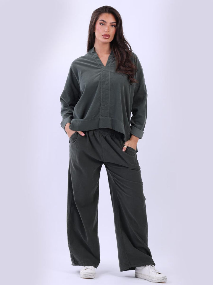 Cotton Lagenlook Blouse Khaki