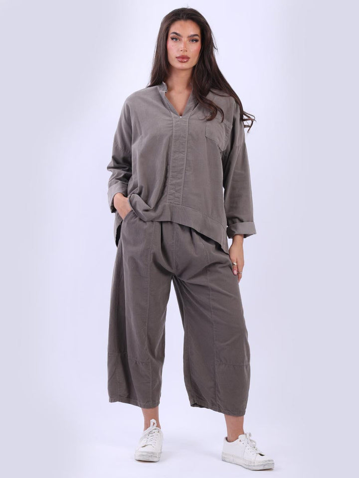 Cotton Lagenlook Blouse Mocha