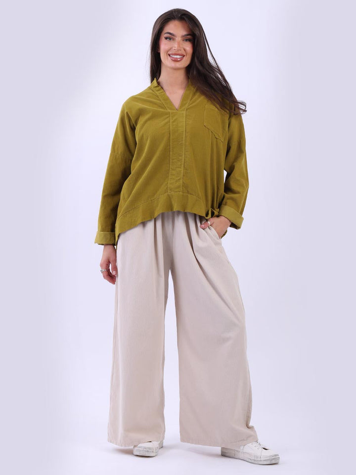 Cotton Lagenlook Blouse Olive