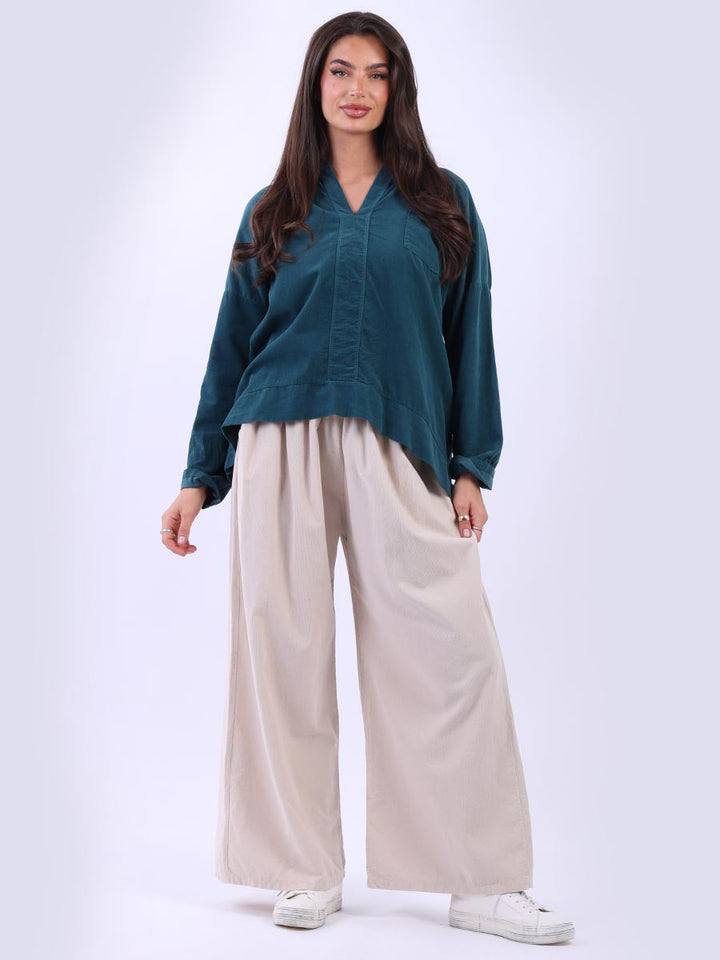 Cotton Lagenlook Blouse Teal