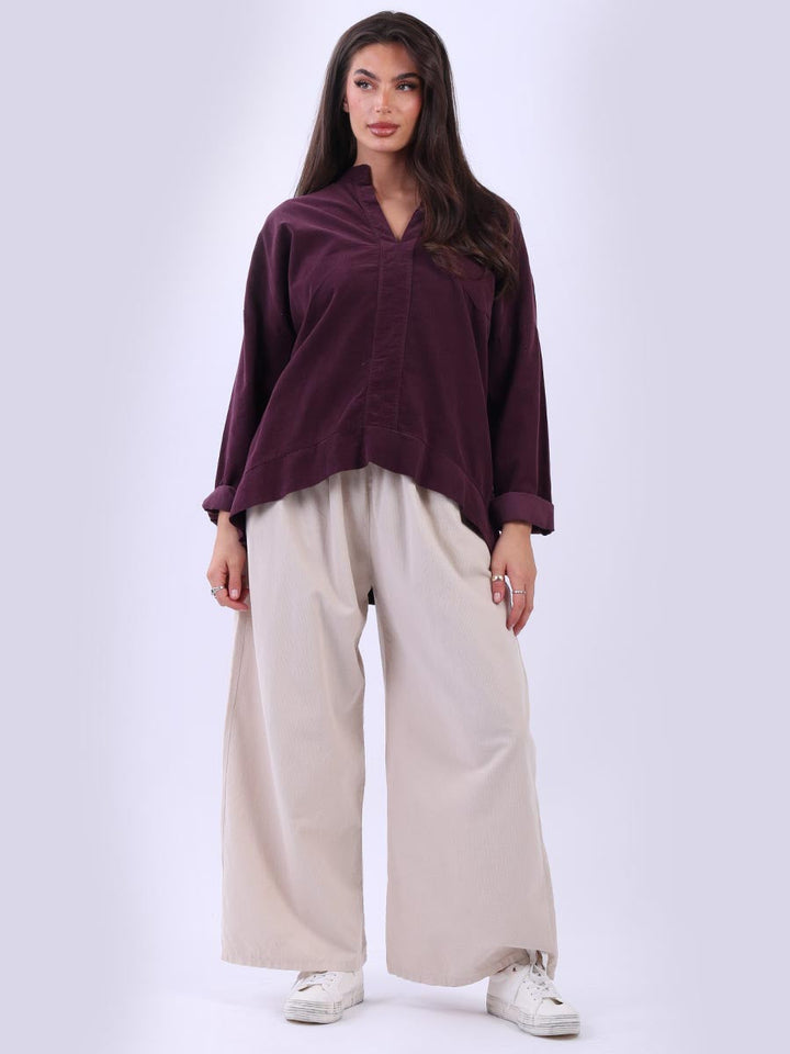 Cotton Lagenlook Blouse Wine