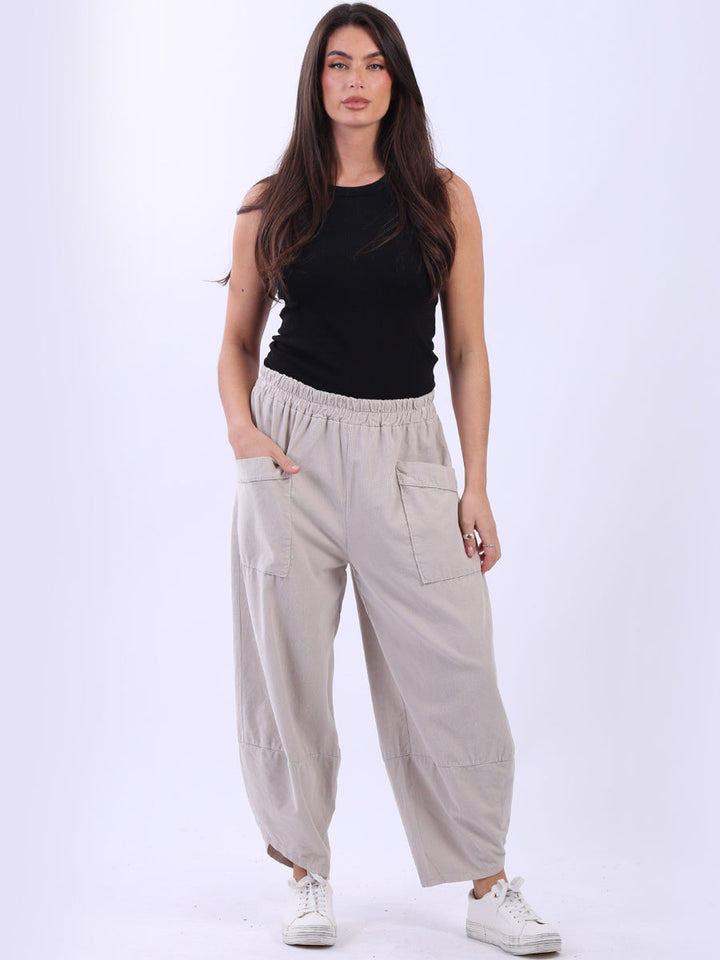 Solid Cotton Corduroy Trouser Beige