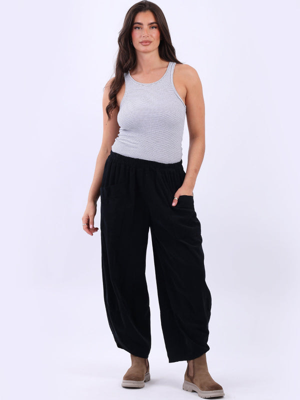 Solid Cotton Corduroy Trouser Black