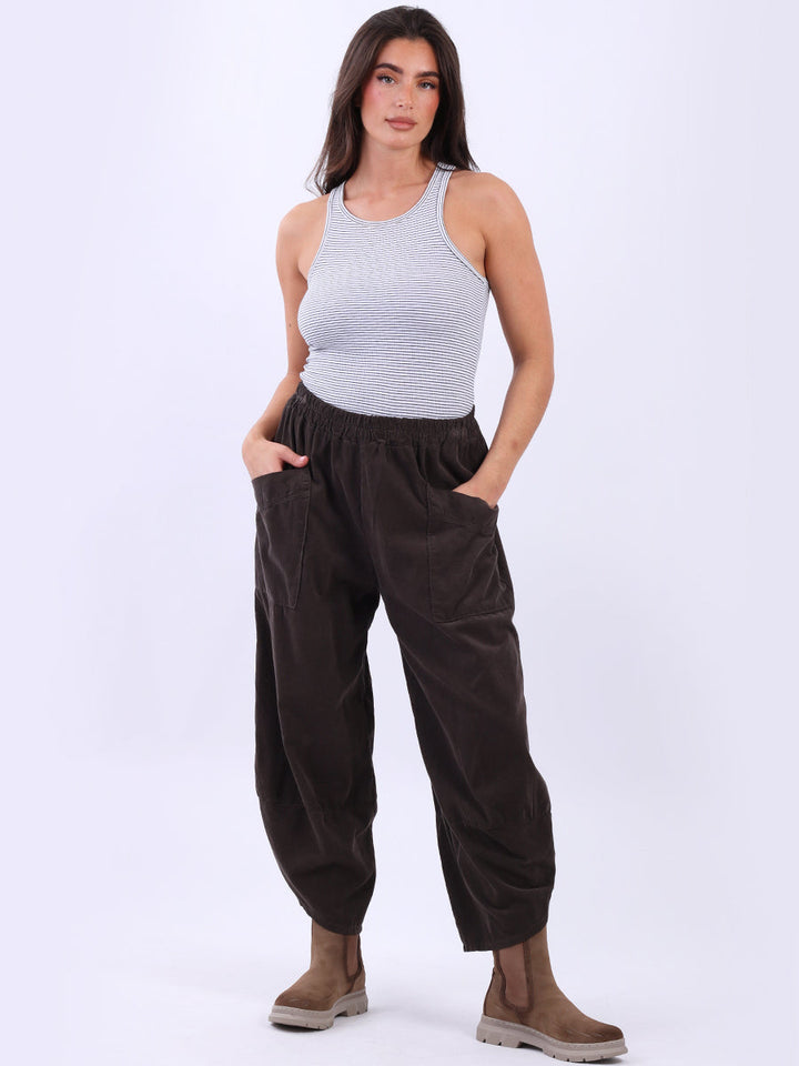 Solid Cotton Corduroy Trouser Chocolate