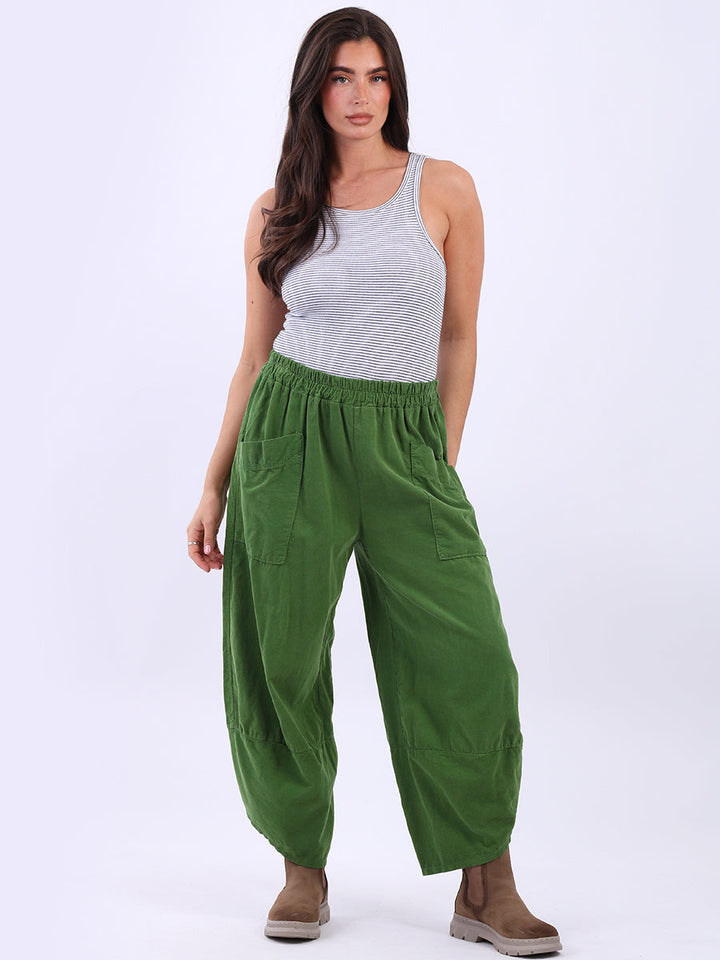 Solid Cotton Corduroy Trouser Green
