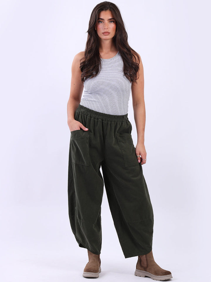 Solid Cotton Corduroy Trouser Khaki