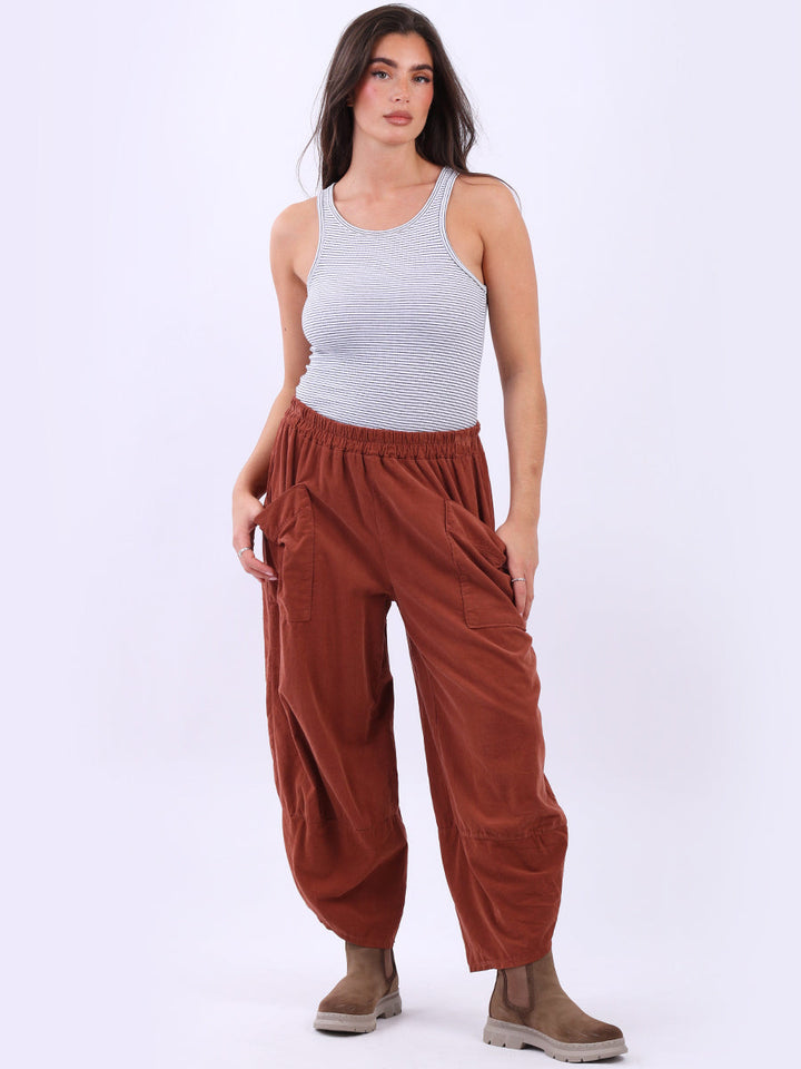 Solid Cotton Corduroy Trouser Rust