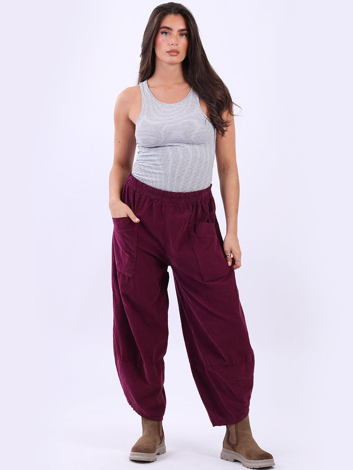 Solid Cotton Corduroy Trouser Wine
