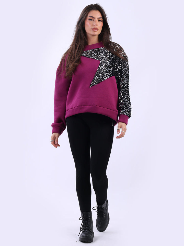 Women Fleece Top Magenta