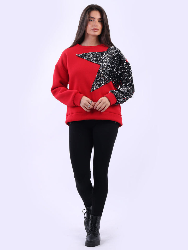 Women Fleece Top Red