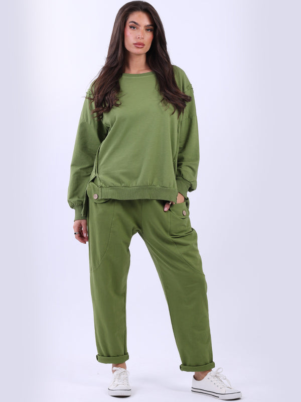 Solid Cotton Sweat Crop Top Lime Green