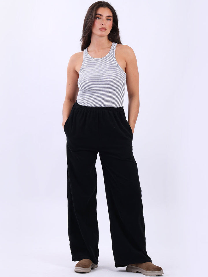 Solid Cotton Corduroy Pant Black