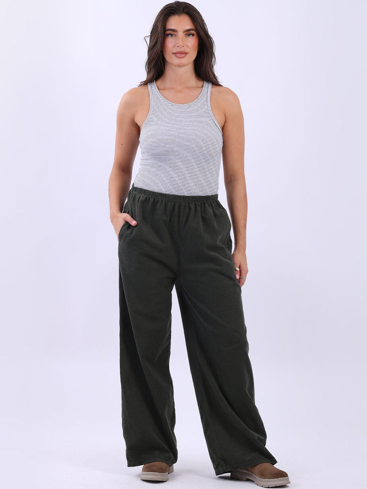 Solid Cotton Corduroy Pant Khaki