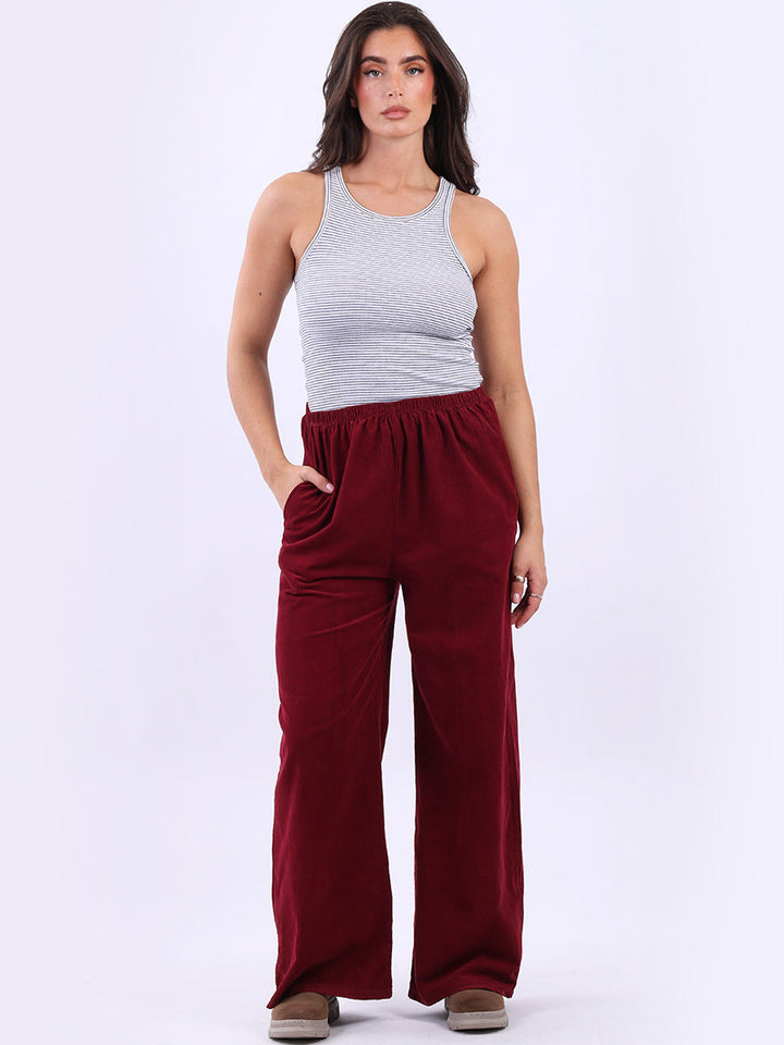 Solid Cotton Corduroy Pant Wine