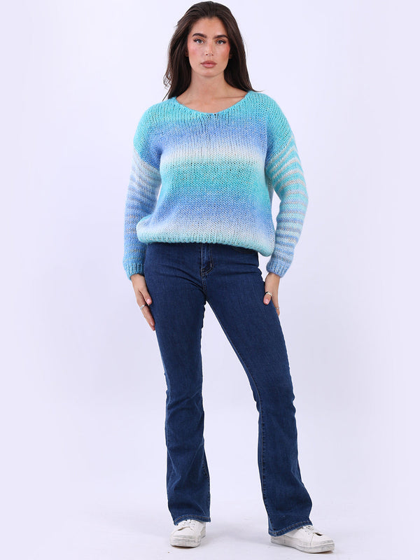 Wool Knitted Crop Pullover Aqua
