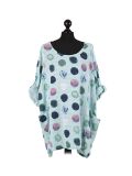 Italian Multicolor Polka Dot Cotton Top-aqua