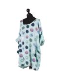 Italian Multicolor Polka Dot Cotton Top-aqua side