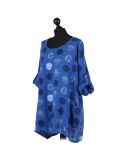 Italian Multicolor Polka Dot Cotton Top-royal blue side