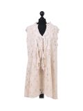 Italian 2 Layered Crochet Net Lagenlook Dress-Beige