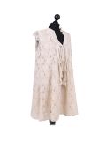 Italian 2 Layered Crochet Net Lagenlook Dress-Beige side