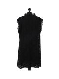 Italian 2 Layered Crochet Net Lagenlook Dress-Black back
