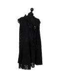 Italian 2 Layered Crochet Net Lagenlook Dress-Black side